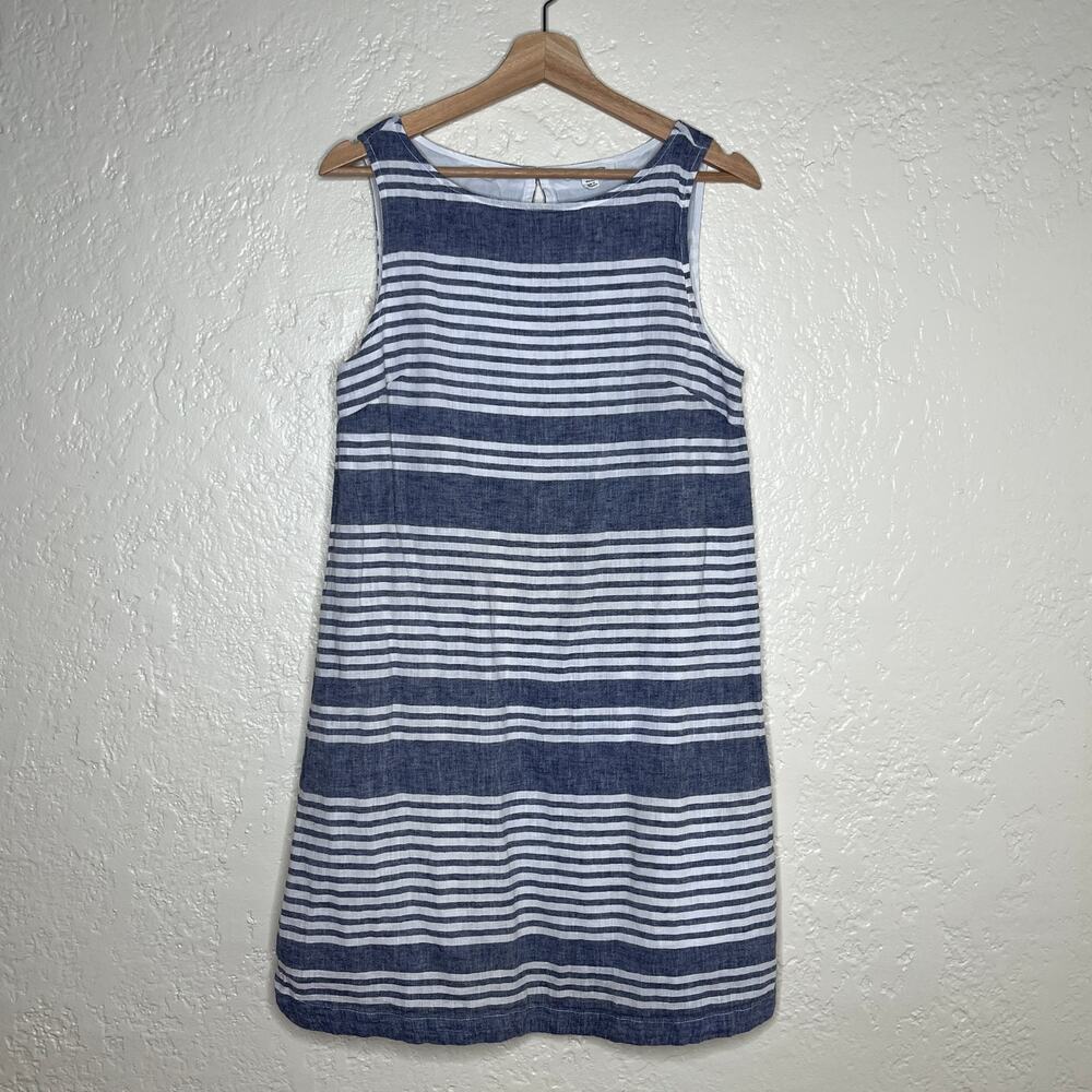 BeachLunchLounge Women's Lounge Stripe Mini Shift Dress Blue Sleeveless Medium‎